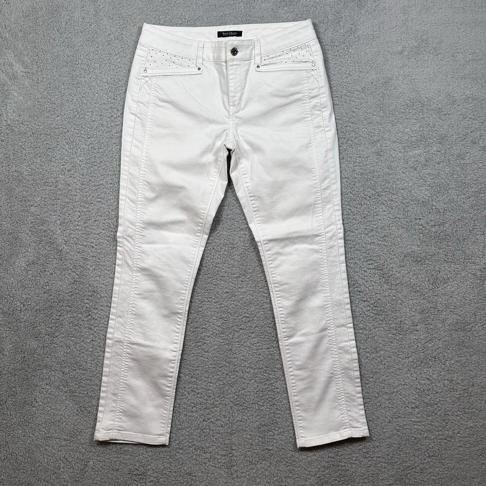 White House Black Market WHBM Women Size 6R Slim Ankle Jeans Embroidered - Picture 1 of 13